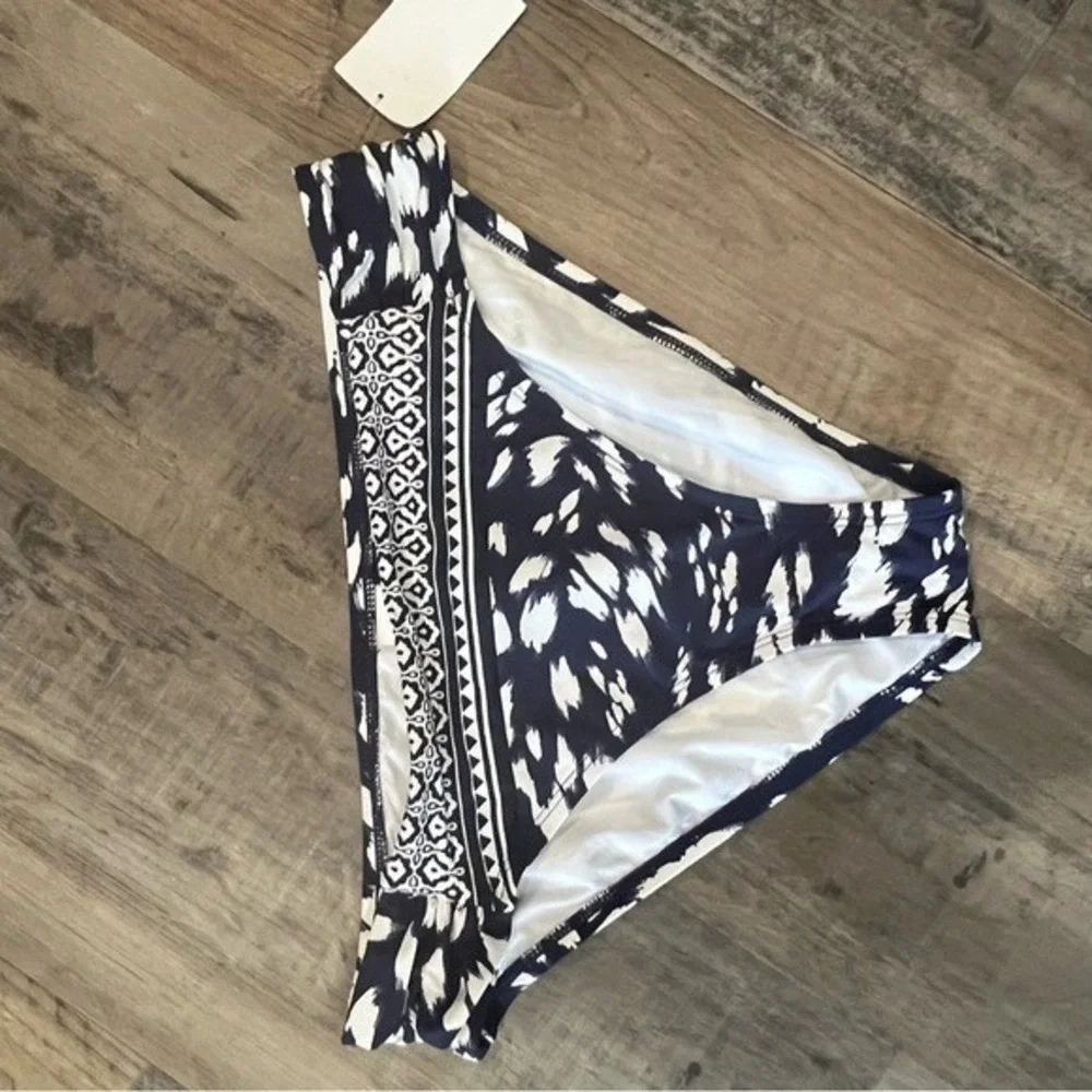 La Blanca Navy White Floral Geometric Bikini Bottoms 2 Pack NWT Size 12